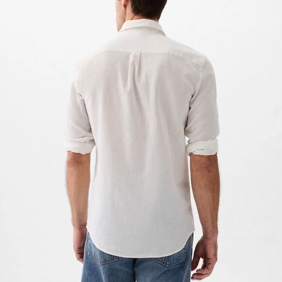 Gap Factory Linen-Blend Shirt in Standard Fit New Off White XXL New - Picture 2 of 10